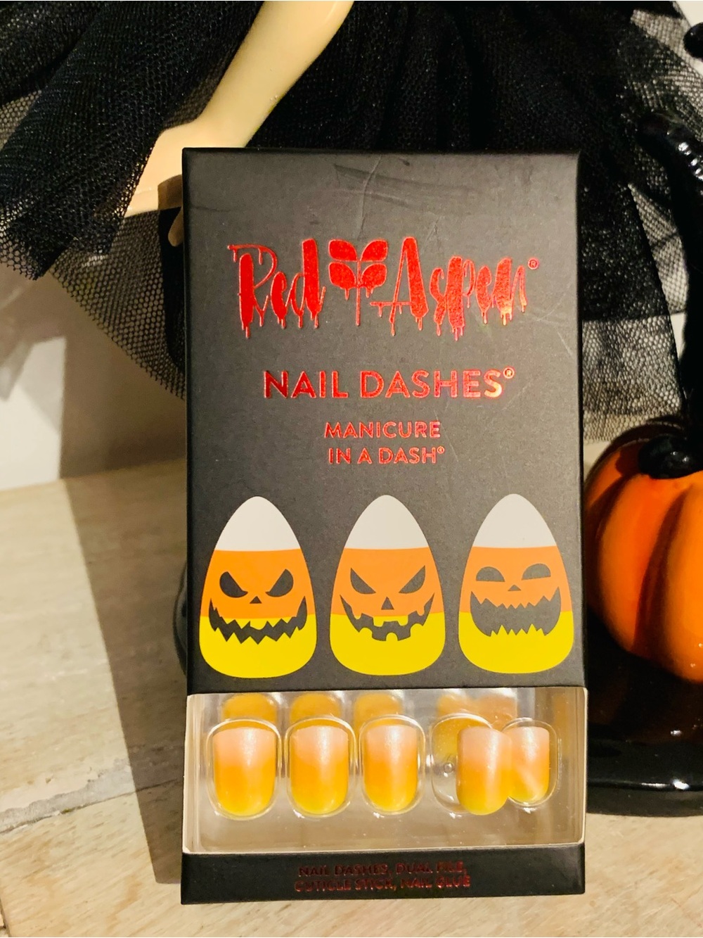 Red Aspen Yellow & Orange Candy Corn Press-On Nails